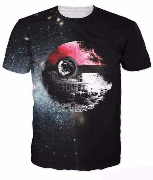 Pokemon Ball Symbol Planet Faded Dark Galaxy Stars Dope Black T-shirt