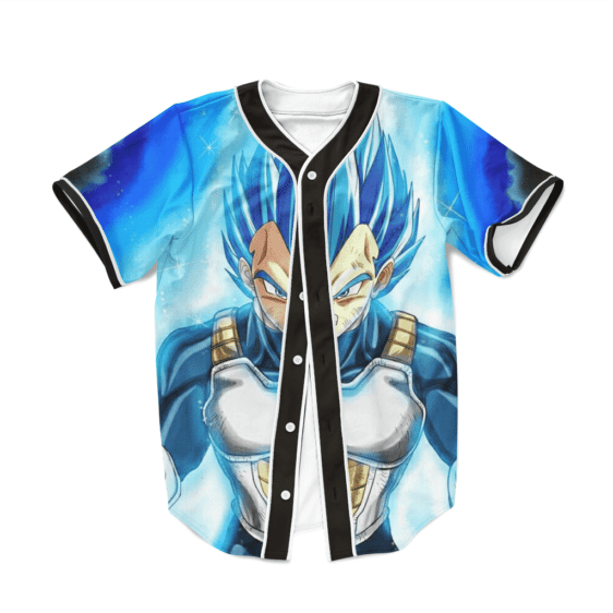 Dragon Ball Super Blue Vegeta Black Collar Baseball Jersey