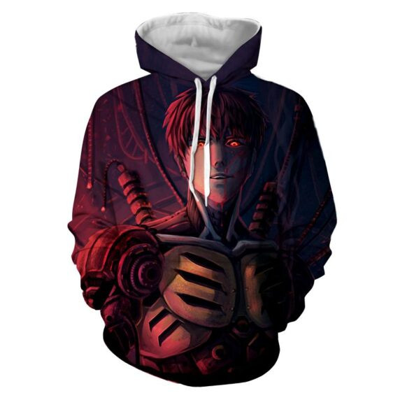 One-Punch Man Creepy Genos Cyborg Drenched In Blood Hoodie