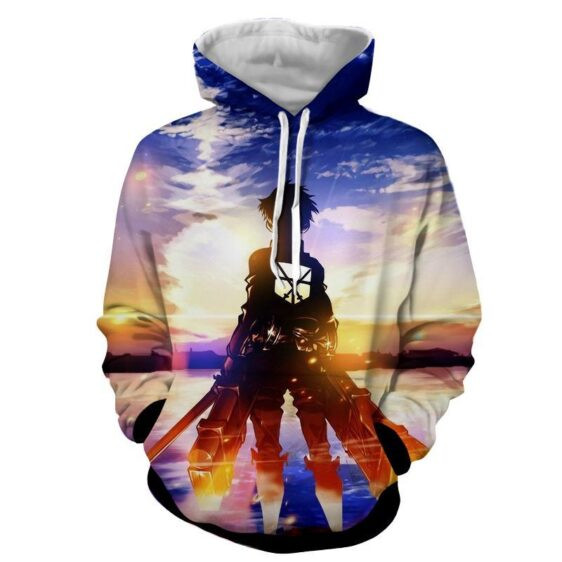 Attack On Titan Lonely Eren Watching Sunset Vibrant Hoodie