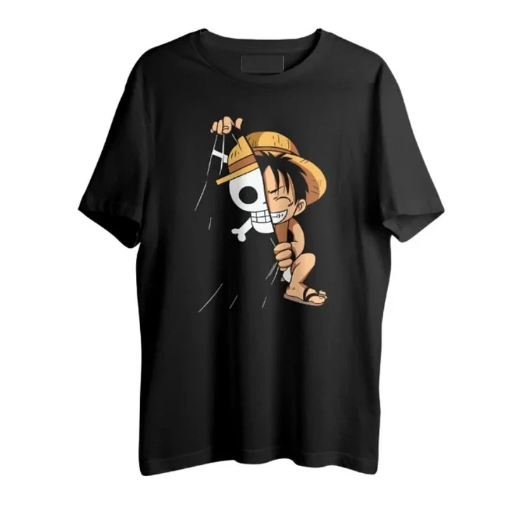 3D Anime One Piece Luffy Half Face Classic Custom Fandom Unisex Tshirt VA311112