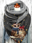 Christmas Snowflake Owl Warm Fleece Casual Scarf And Shawl for Women