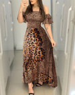 Women Leapord Off-Shoulder Summer Long dress | Female Leopard and print butterfly dress