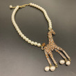 Timeless Wonder Fancy Pearl Zirconia Giraffe Chains Necklace
