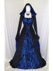 Gothic Evening Party Dress Women Halloween Costume Hooded Floor Length Maxi Dress