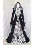Gothic Evening Party Dress Women Halloween Costume Hooded Floor Length Maxi Dress