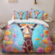 Beautiful Giraffe With Flowers Bedding Set