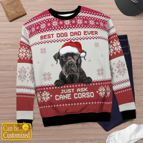 Best Dog Mom and Dad Ever Cane Corso Christmas AOP Ugly Sweater