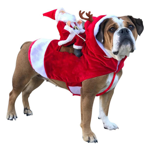 Christmas Coat For Small Medium Dog | Pet Clothing with Santa Claus Dog Christmas