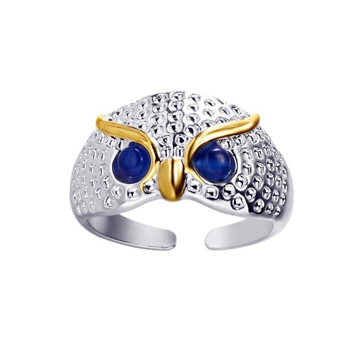 Popular Simple Design Blue Eyed Owl Ring For Men And Women