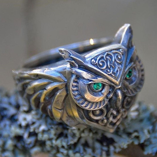 Green Eye Owl Ring Alloy | Punk Hip-hop Gift Rings