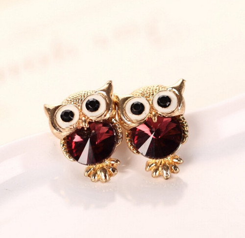 Gold Color Owl Stud Earrings for Wonem | Gold Owl Earrings Studs