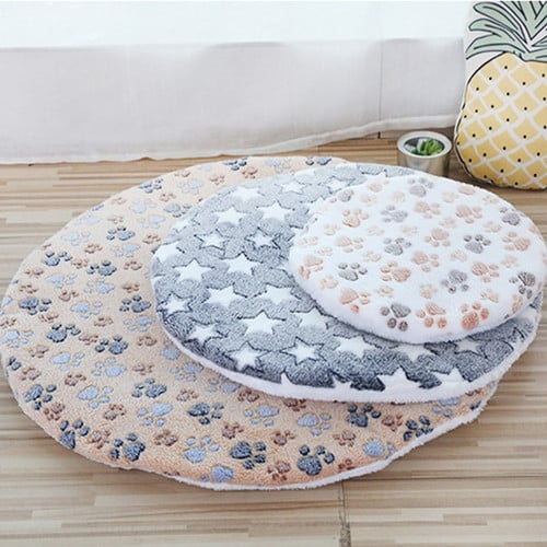 Paw Print Blanket For Dogs | Round Pet Blanket For Small Medium Dogs Cats