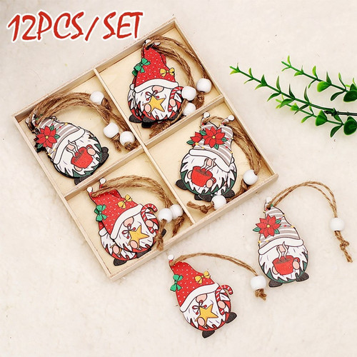 Merry Christmas Gnome Wooden Pendant Christmas Decorations For Home