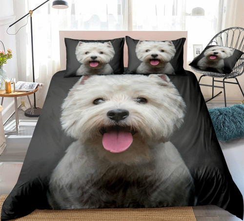 West Highland White Terrier Dog Bedding Set | 3D Dog Print Double Duvet Cover