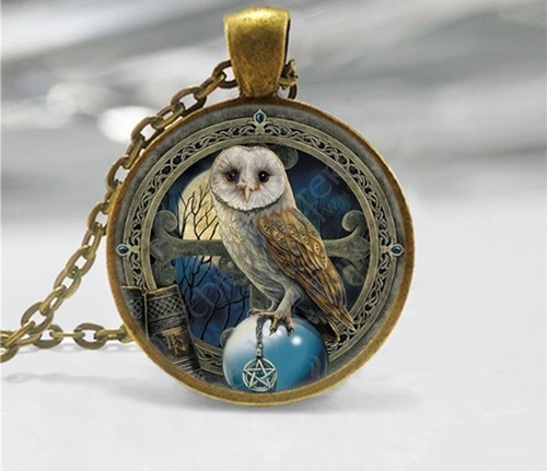 New Fashion Wicca Owl Glass Cabochon Necklace | Retro Pendants Handmade Jewelry