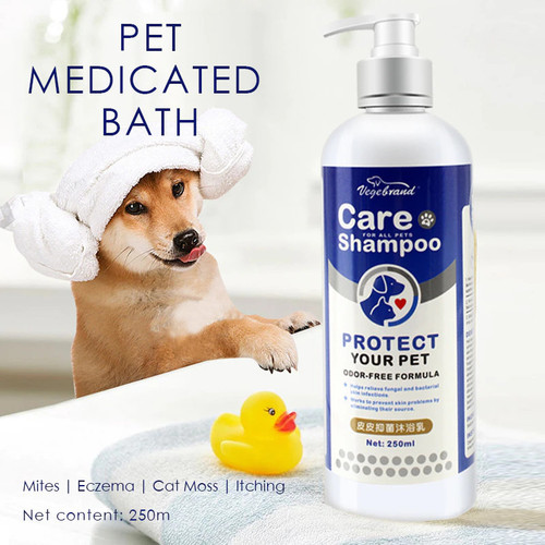 Pet medicated bath shampoo | anti-fungal pet skin cat dog shower gel