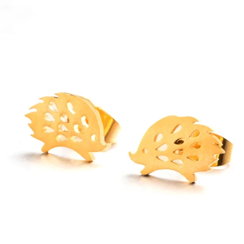 Hedgehog Stud Earrings For Women | Mini Stainless Steel Golden Sliver Color Earrings
