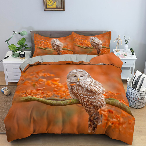 Owl Duvet Cover Set Queen/King Size | Owl Bedding Set for Bedroom