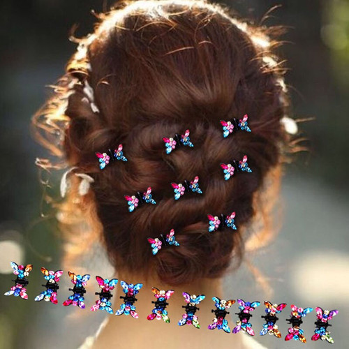12PCS/Lot Girls Small Cute Crystal Butterfly Metal Hair Clips | Headband Hairpins Hair Oranment