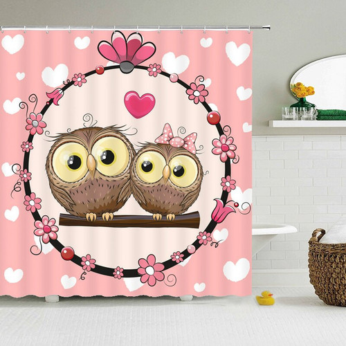 3D owl Cartoon Shower Curtains | Bathroom Waterproof Shower Curtain
