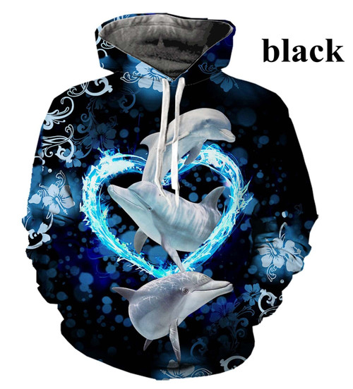 Dolphin 3D Print Hoodies Original Style Casual Long Sleeves Hoodies Sweatshirt
