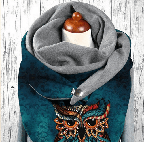 Retro Owl 3D Print Warm Fleece Casual Scarf And Shawl for Women