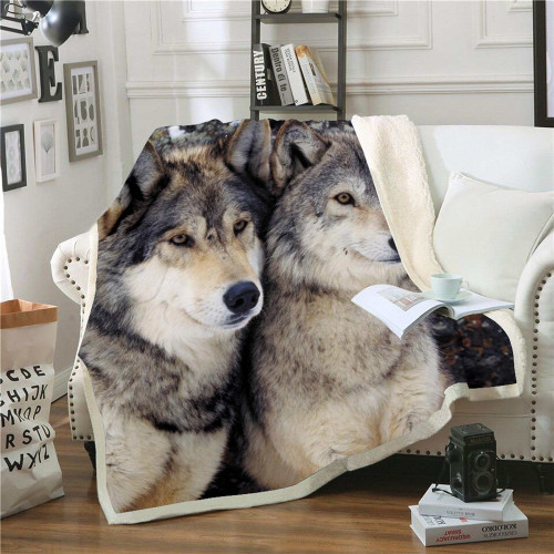3D Wolf Blanket Sofa Bedding