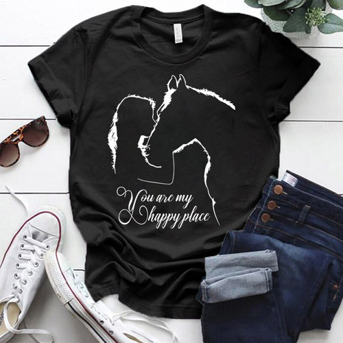Horse And Girl You Are My Happy Place Print T-shirts