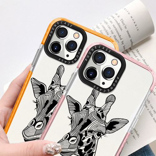 Cartoon Cute Giraffe Phone Case for iPhone 14ProMax 14Plus 13 12 11 Pro Max Luxury Transparent Soft Silicone Cover Coque