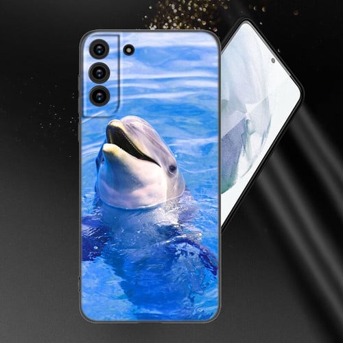 Dolphin Phone Case For Samsung Galaxy S20 S21 FE S22 Ultra S10 Lite S10E S9 S8 Plus S7 Edge Soft TPU Black Cover