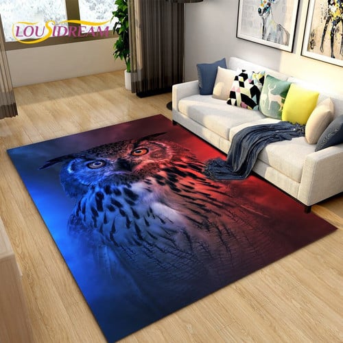 Cartoon Cute Owl Area Rug Large, Carpet Rug for Living Room Bedroom Sofa