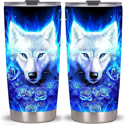 3D Snow Wolf Tumbler Cup with Lid 20oz