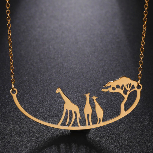 Cazador Giraffe Necklace for Women Girls Gold