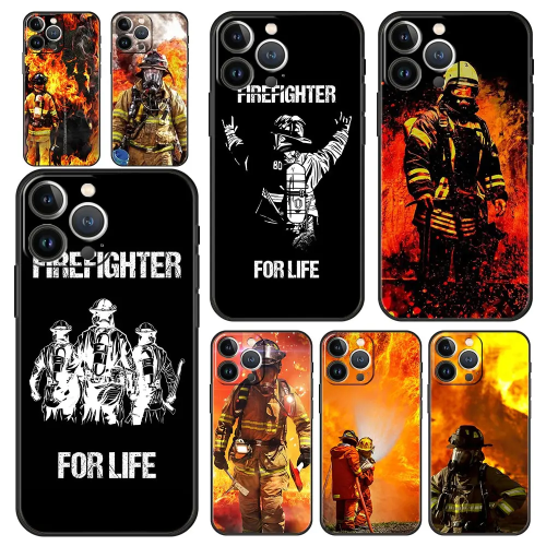 Firefighter Heroes Fireman Luxury Protection Soft Phone Case For iPhone 13 15 14 12 11 Pro MAX XR X SE XS 7 8 Plus Full Cover