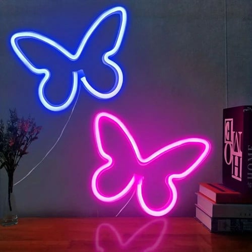 1pc Butterfly Shape LED Neon Sign, USB & Battery Powered Novelty Neon Mini Night Light, Bedroom Kids Room Party Wall Decor