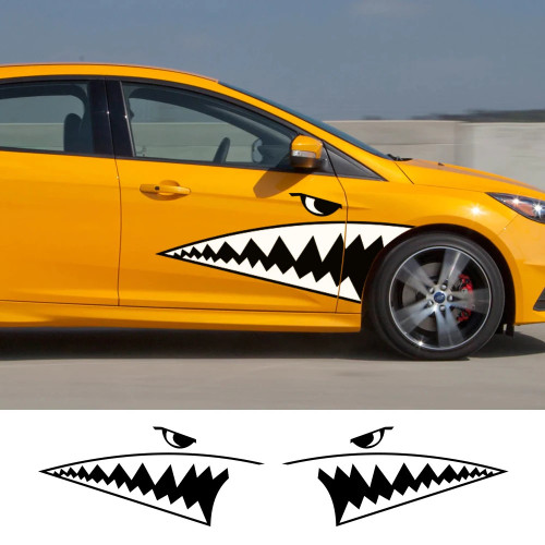 Funny Shark Car Stickers Door Side Vinyl Film for Peugeot Mitsubishi BMW Renault Duster Opel Ford Mazda Focus Auto Decoration