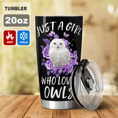 Purple Cute Snowy Owl Tumbler 20oz