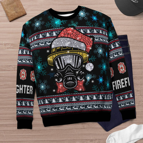 Firefighter Christmas Winter AOP Ugly Sweater