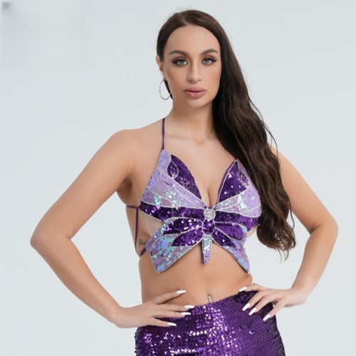 Sequined Top Butterfly Bra