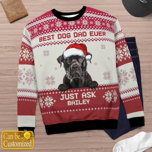 Best Dog Dad Ever Cane Corso Christmas AOP Ugly Customized Sweater