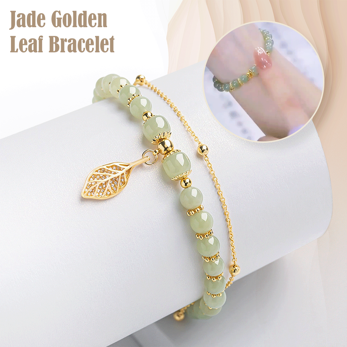Hetian Jade Golden Leaf Bracelet For Women
