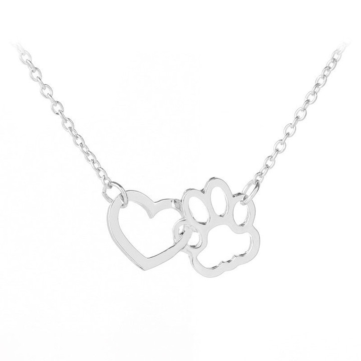 Pet Paw Print Pendant Necklace for Dog Cat Lovers