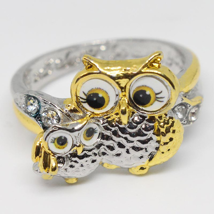 Gold Plated Crystal Owl Rings for Women Jewelry Gifts