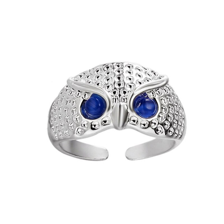 Popular Simple Design Blue Eyed Owl Ring For Men And Women