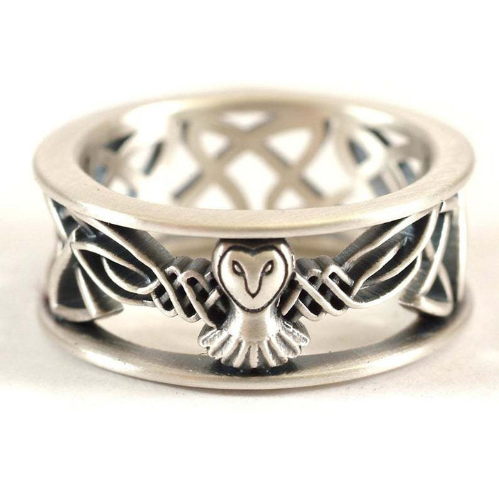 Sterling Silver Owl Wedding Ring | Irish Wedding Band, 1108
