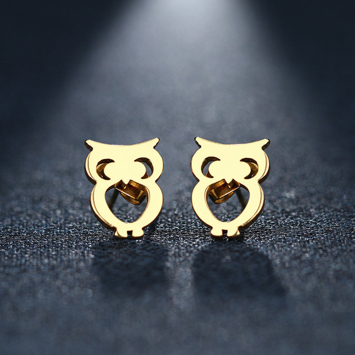 Sterling Silver Owl Stud Earrings | Owl Stud Earrings Gold