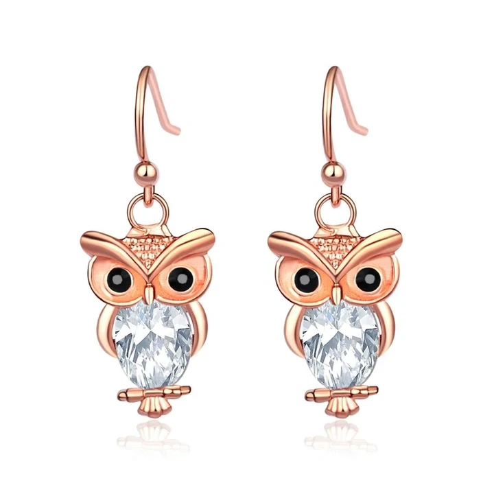 Fashion Essentials Owl Earrings | Amethyst Gold Plated Fishing Earrings