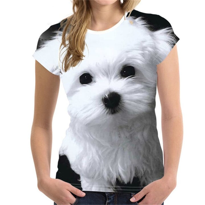 Lovely Summer Dog 3D Print Women Ladies Girls T-Shirt