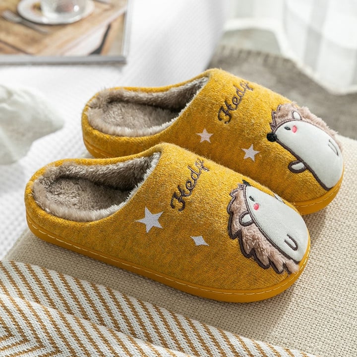 Winter Female Indoor Hedgehog Slippers | Non-Slip And Warm Couple Shoes
